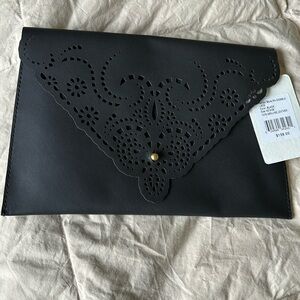 Hobo black laser cut clutch NWT